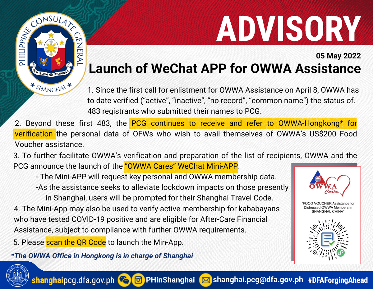 OWWA Cares App Advisory